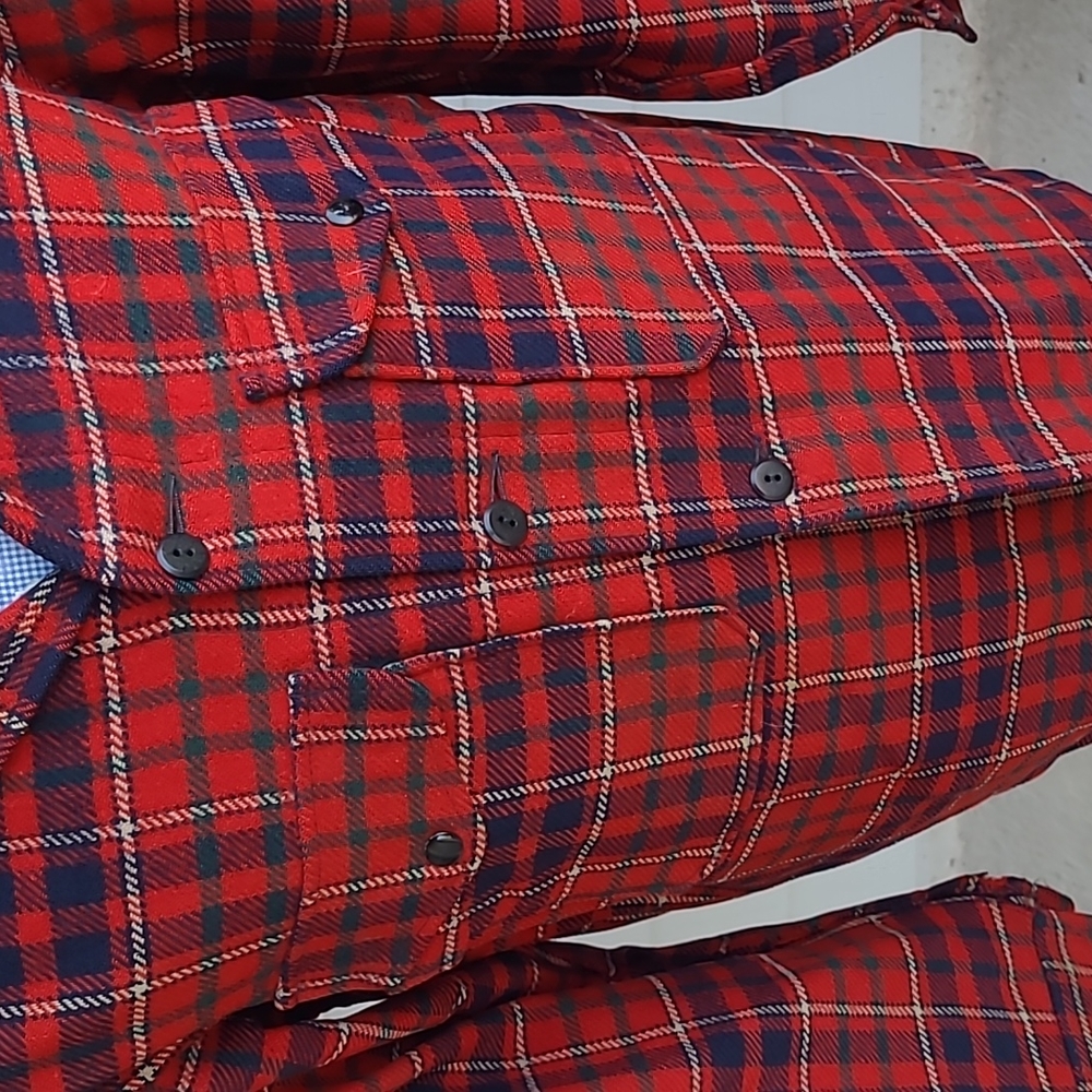 Pendleton Red Plaid Pure Virgin Wool Medium Mens … - image 4